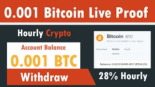 HourlyCrypto - New Free Bitcoin Mining Site 2021 - Earn 28% Hourly For 10 Hours Live  0.001 Proof