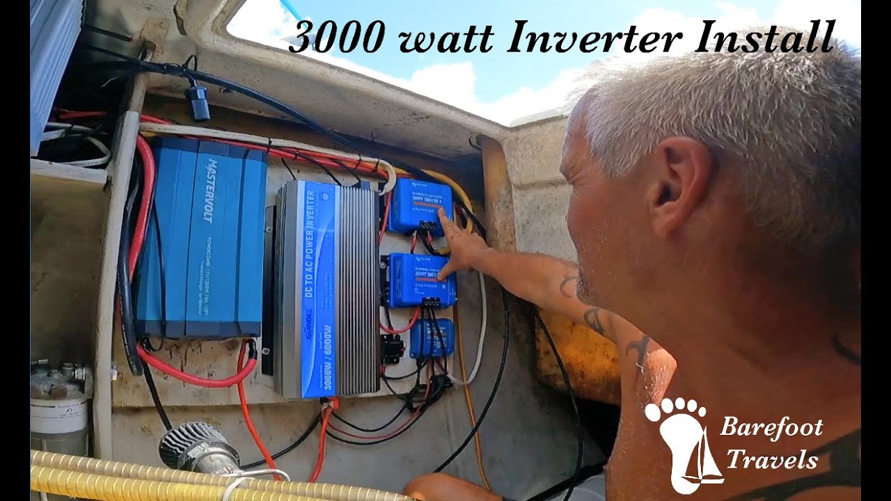 Installing our new 3000 watt Inverter - COOKING ELECTRIC on a boat (S4 E5 Barefoot Travels)