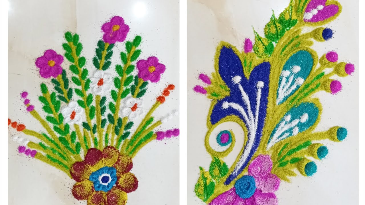 दररोज साठी सुंदर नाजूक दोन रांगोळी डिझाईन काढायला सोपी आणि कमी वेळात काढून होतील 