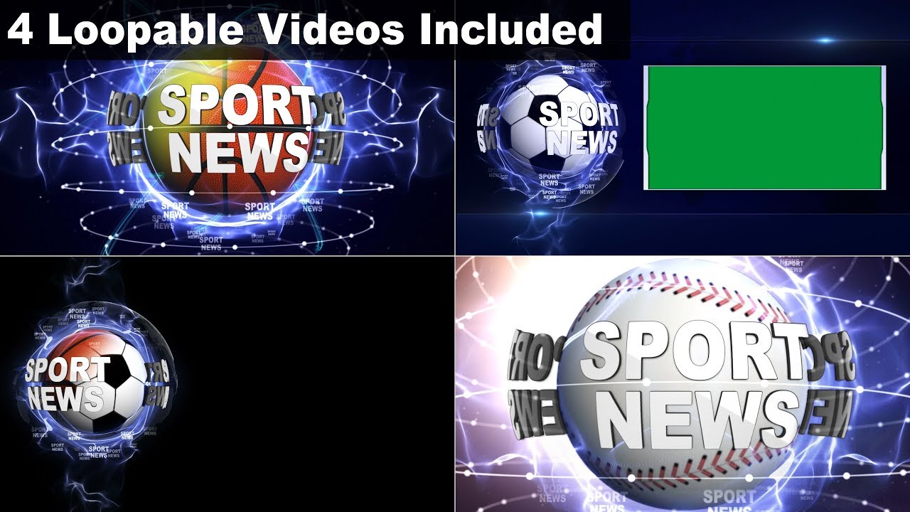 SPORT NEWS Text Animation Around Sport Balls, Rendering, Background ...
