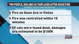 Resident Injured, 59 Cats Found Dead in Vinton House Fire