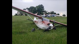 Cessna 180H Skywagon crashes on takeoff from a field near Brenham, Texas.