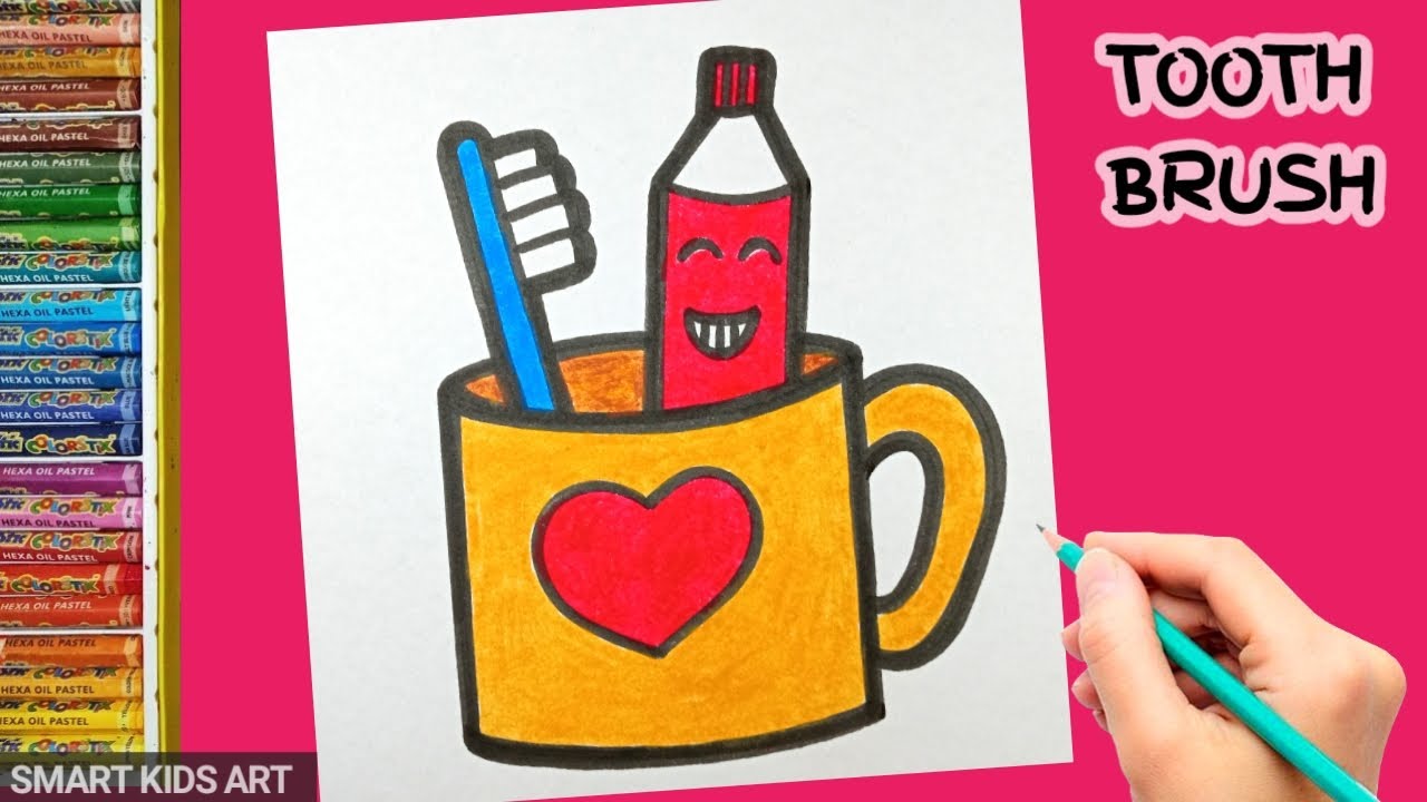 How To Draw Toothpaste And Toothbrush Smart Kids Art YouTube
