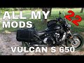 All My Mods & Accessories Reviewed - Kawasaki Vulcan S 650 - Corbin Givi Arrow Booster Plug R&G STS