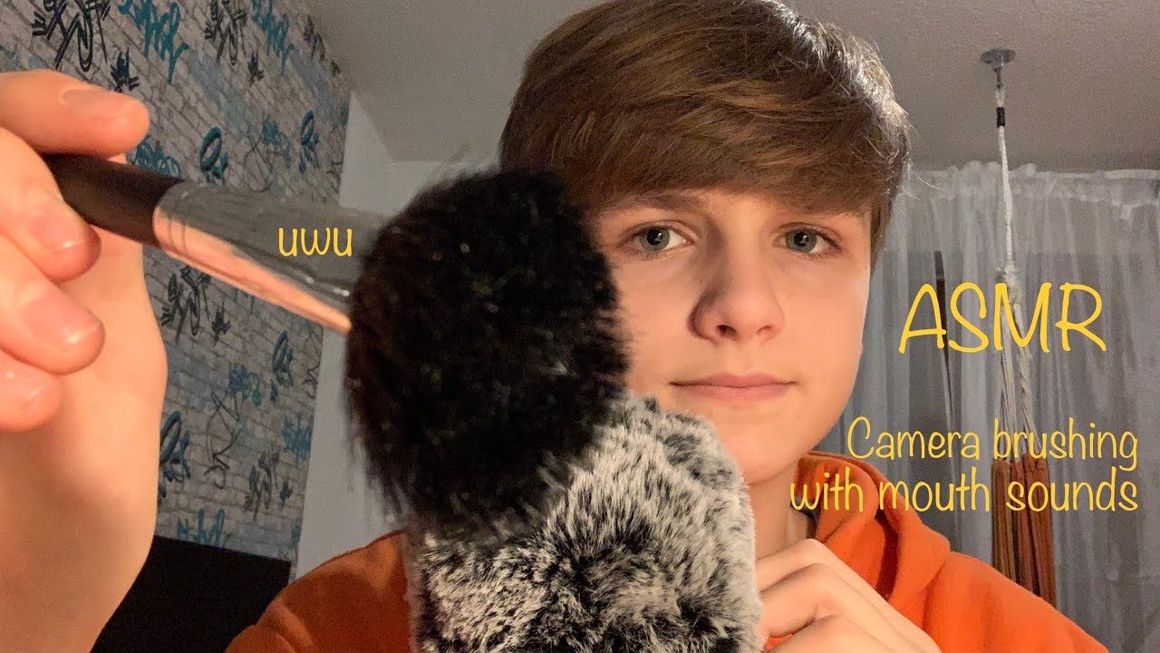 ASMR Camera brushing with mouth sounds ❤️😌