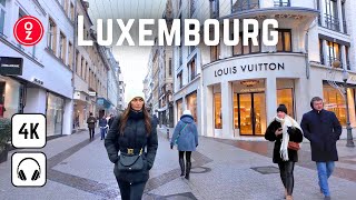 Luxembourg City  Richest Country in the World, 4K 60fps Walking Tour at Snowy Day 2024 ❄