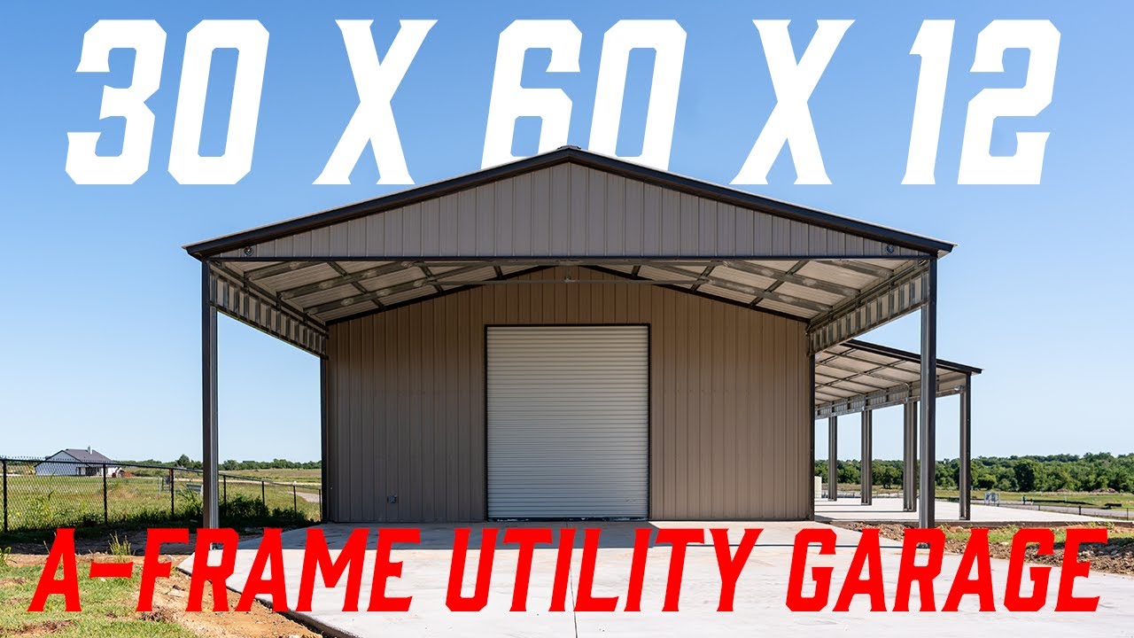 30 x 60 x 12 A-Frame Utility Garage | American Steel Carports Inc.