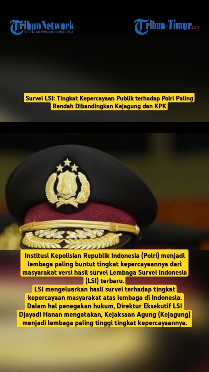 Survei LSI: Tingkat Kepercayaan Publik terhadap Polri Paling Rendah Dibandingkan Kejagung dan KPK