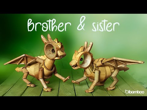 Little dragon brother & sister out of bamboo,  | Mudah, membuat keluarga Naga mungil dari Bambu