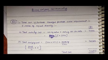 Sol Obe B.Com Cost Accounting Exam Question No 2