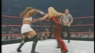 2004 02 16 Raw 2 Trish Stratus & Victoria Vs Molly Holly & Jazz Trish And Christian Backstage