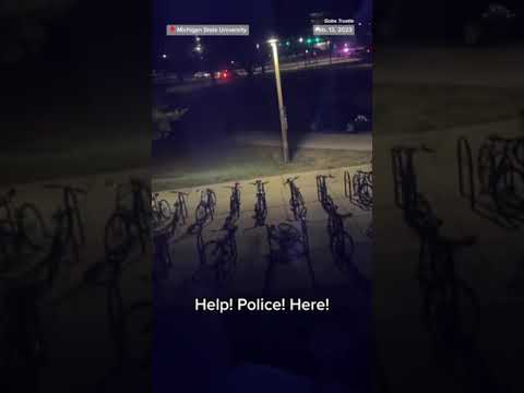 Video shows Michigan State University students fleeing from a campus building, yelling for help.