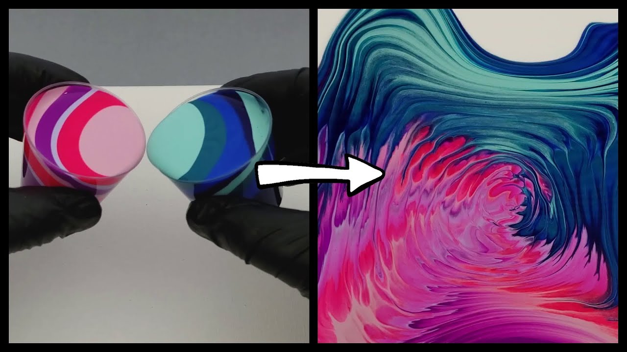 Acrylic Pouring Kiss Pour with Negative Space - YouTube