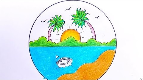 Easy circle scenery drawing/circle scenery drawing step by step circle drawing for beginner tutorial