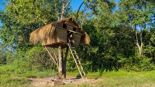 Girl Live Off Grid, Built the most Comfortable Tree House in the Wood