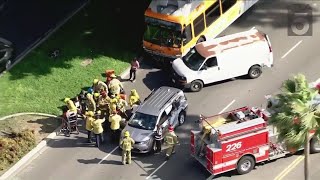 At least 14 injured in multi-vehicle crash involving bus in South L.A.