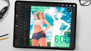 60  Male and Female Body Poses Stamps for Procreate