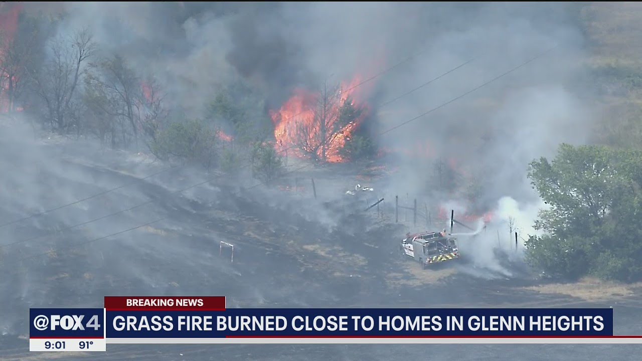 Grass fire burns close to homes in Glenn Heights