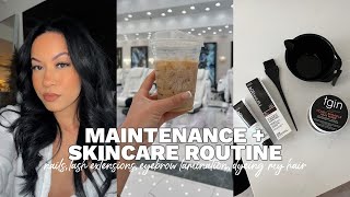 MAINTENANCE VLOG: Jet Black Hair, Nails, Lashes, Skincare, Brow Lamination | Marie Jay