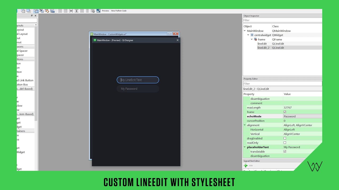 Qt Designer - Custom Qlineedit/Textbox With Stylesheet - Tutorial [Modern Gui]