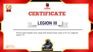 • LIVE LEGION III | SCRIM ACS SEASON 10 | PHASE 3 - FINAL