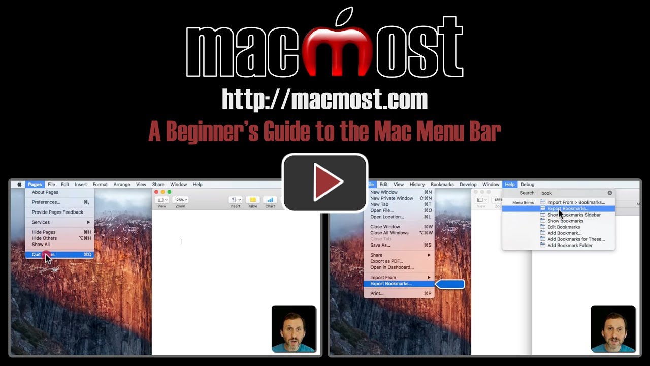 what is the menu bar on mac that says go