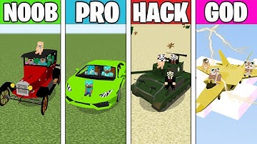 Minecraft Battle: FAMILY CAR CHALLENGE! NOOB vs PRO vs HACKER vs GOD in Minecraft Animation