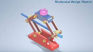 mechanism of Car Jack - Design - Car Lifter - 4 linkages كوريك سيارة - رافعة سيارة - ميكانزمات حركية