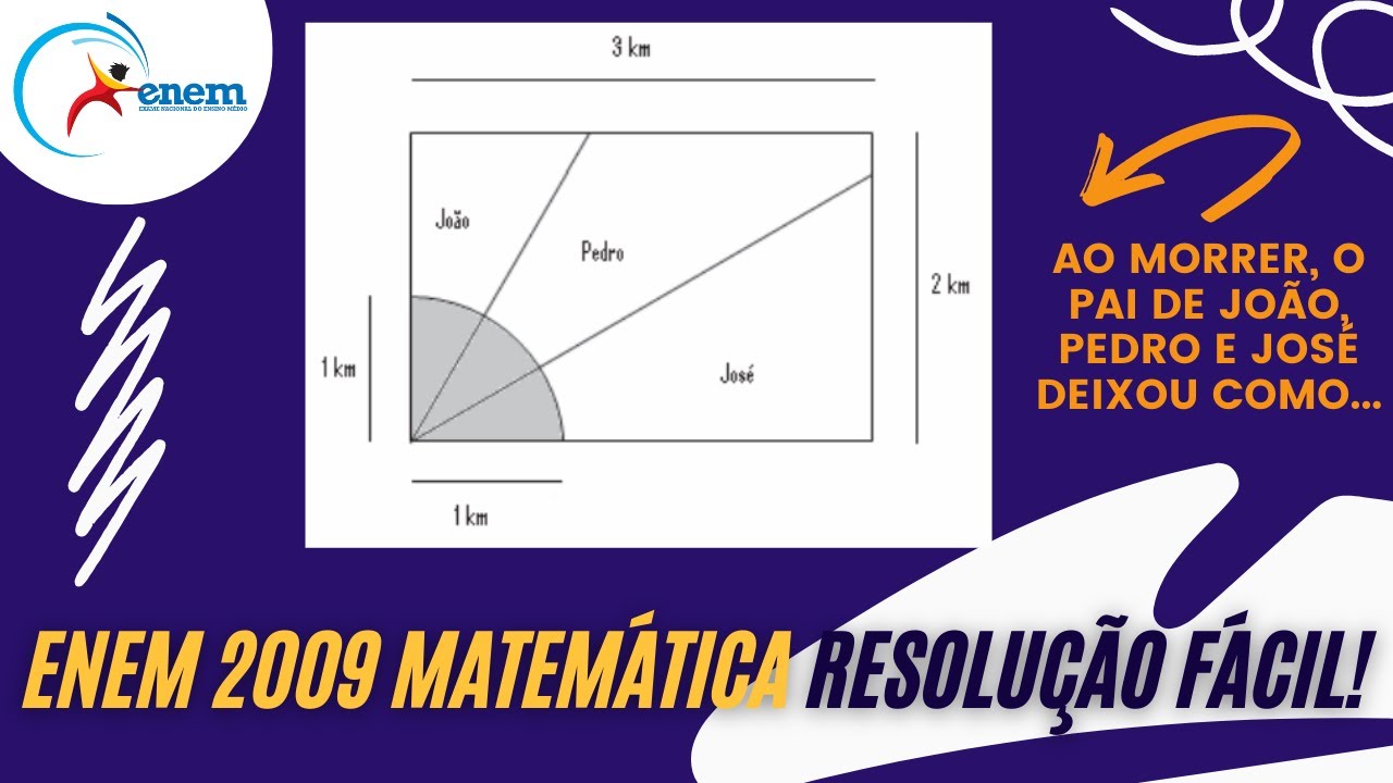 RESOLUÇÃO FÁCIL ENEM 2009 Matemática - Ao morrer, o pai de João, Pedro ...