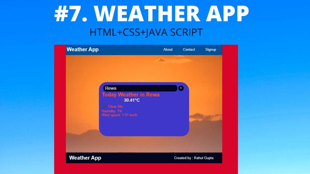 6. Weather App using JavaScript - YouTube