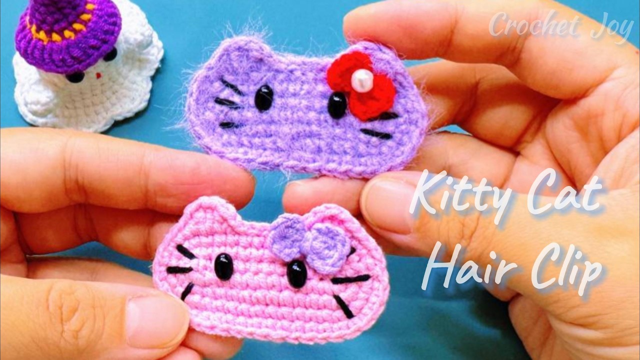 How to Crochet a Cute Kitty Cat Hair Clip | Simple Beginner  display picture 1