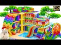 ASMR Video | Build Modern Home Need Glass Elevator For Water Slide To Underground Swimming Pool
