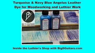 Turquoise and Navy Blue Angelus Leather Dye for Woodworking and Luthier Work