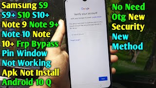 Samsung Galaxy Note 10/S10/Note 9/S9 Frp Bypass | Google Account Unlock | Android 10 Q | Without PC