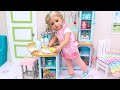 Baby Dolls baking in the kitchen! Play Toys cooking stories for kids