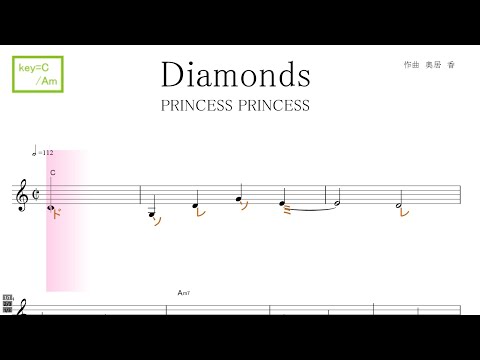 Diamonds ダイアモンド ( PRINCESS PRINCESS プリンセスプリンセス ) key=C/Am／ドレミで歌う楽譜【コード付き】