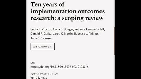 Ten years of implementation outcomes research: a scoping review | RTCL.TV