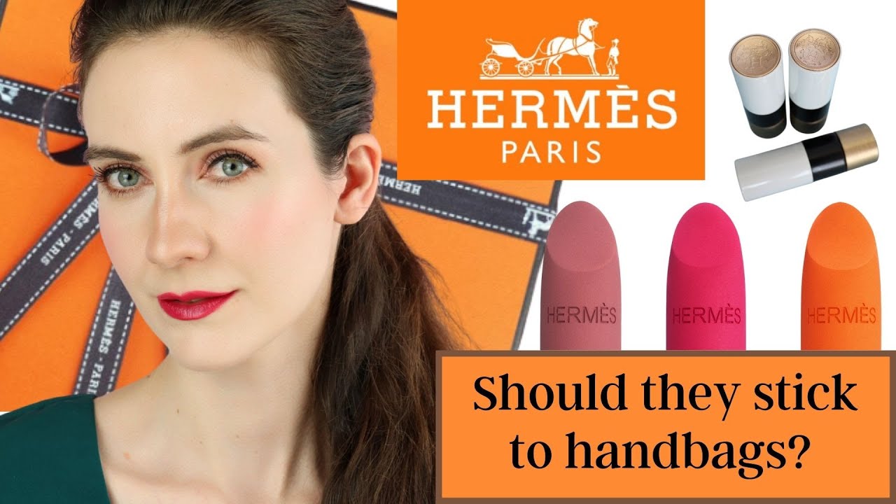 Hermes Rose Velours & Rouge Casaque Rouge Matte Lipsticks Review, Swatches,  Makeup Look Hermes Rose Velours Rouge Casaque Rouge Matte Lipsticks Review