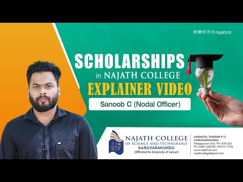 Scholarships available in NCST | Nodal Officer Video | Najath College of Science and Technology