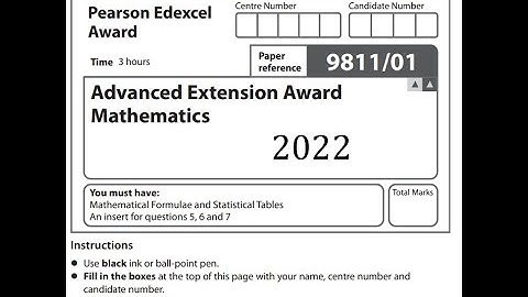 Advanced Extension Award 2022 Pearson Edexcel