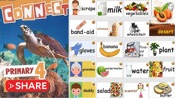 CONNECT primary 4 I Unit 1 L 3 🥗🤕👩‍🔬♿🏀🥛 flashcards أفضل فيديو تعليمي I حصريا نصوص أستماع الوزارة