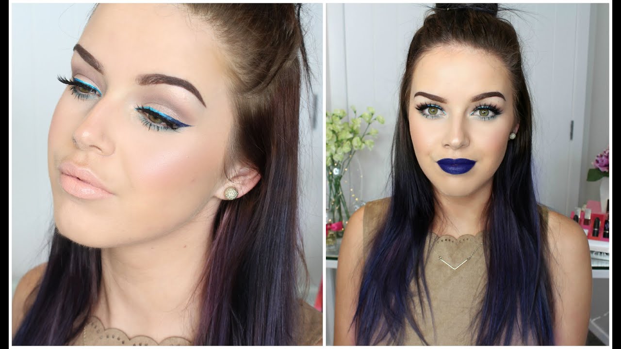 Matte Blue Lips Ombre Blue Winged Liner Makeup Tutorial YouTube