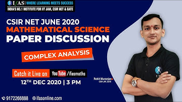 CSIR NET Mathematical Science June 2020 | Complex Analysis Paper Discussion