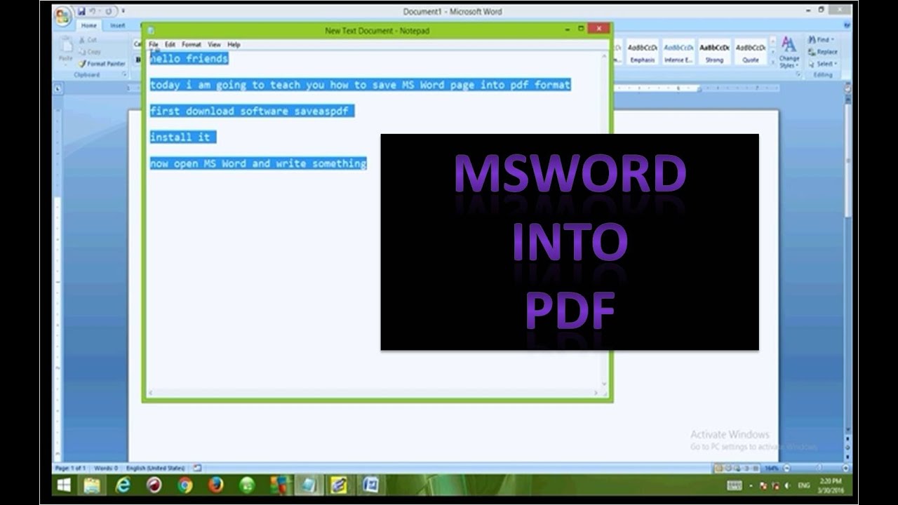 How to convert MS word file in pdf in just 1min - YouTube