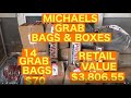 MICHAELS GRAB BAG AND BOXES -  UNBOXING OF 14 MICHAELS GRAB BAGS  - MICHAELS SUMMER CLEARANCE