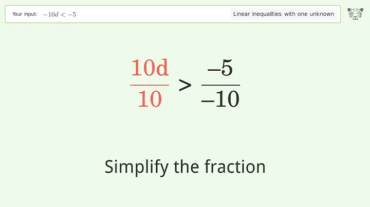 Solving Linear Inequalities: -10d is Smaller Than -5