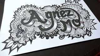 Cara menggambar DOODLE ART 3D NAME - AGNEZ MO