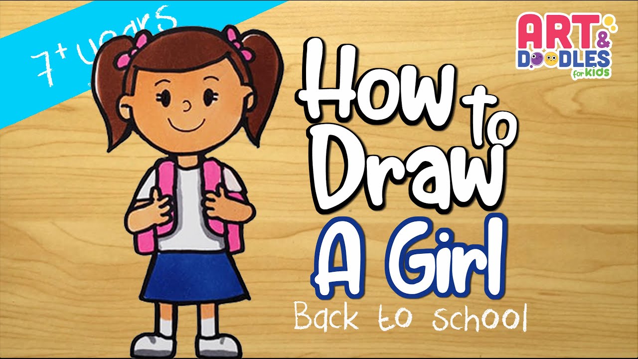 How To Draw a Back to School Cute Girl #4 