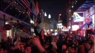 New Orleans Saints fans celebrate Super Bowl victory on Bourbon Street