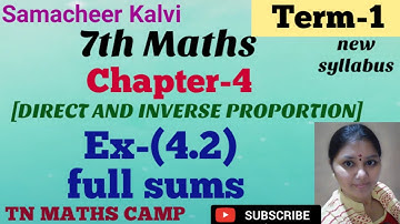 7th TN Maths Term-1 EX-(4.2)full sums, chapter-4(DIRECT AND INVERSE PROPORTION) samacheer Kalvi 7th